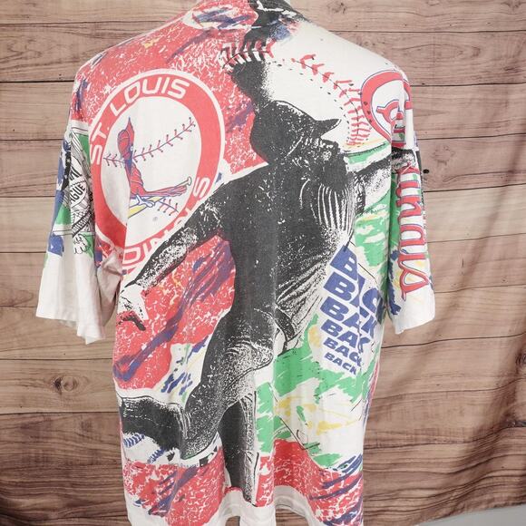 Vintage St. Louis Cardinals Shirt Single Stitch AOP Baseball All Over Print 90s - Picture 7 of 14